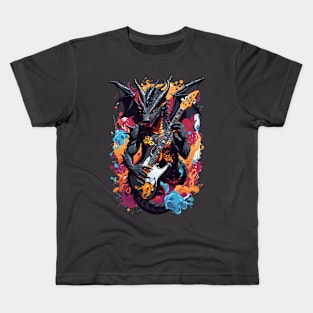 Black Dragon Guitarist Kids T-Shirt